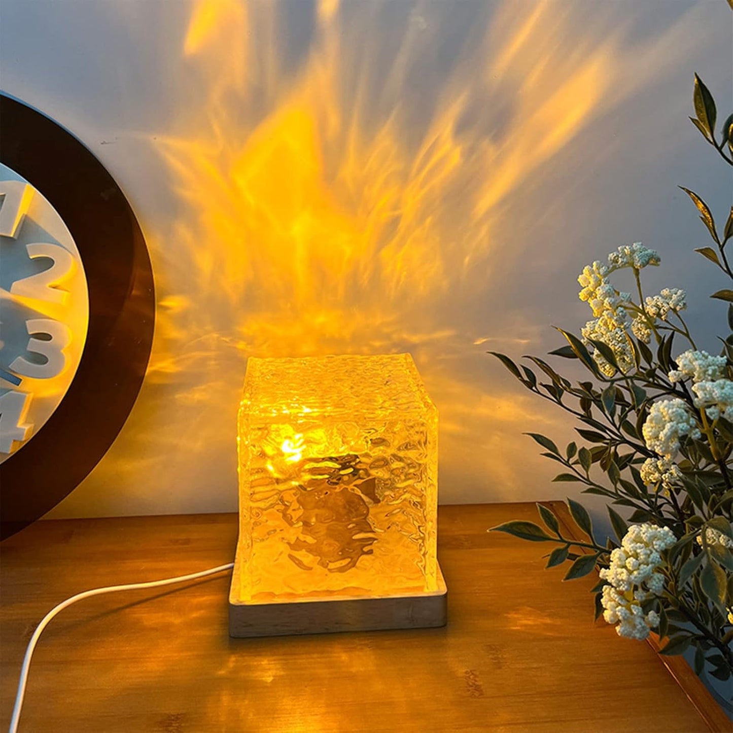 Rotating Water Ripple Night Light Aura Lamp