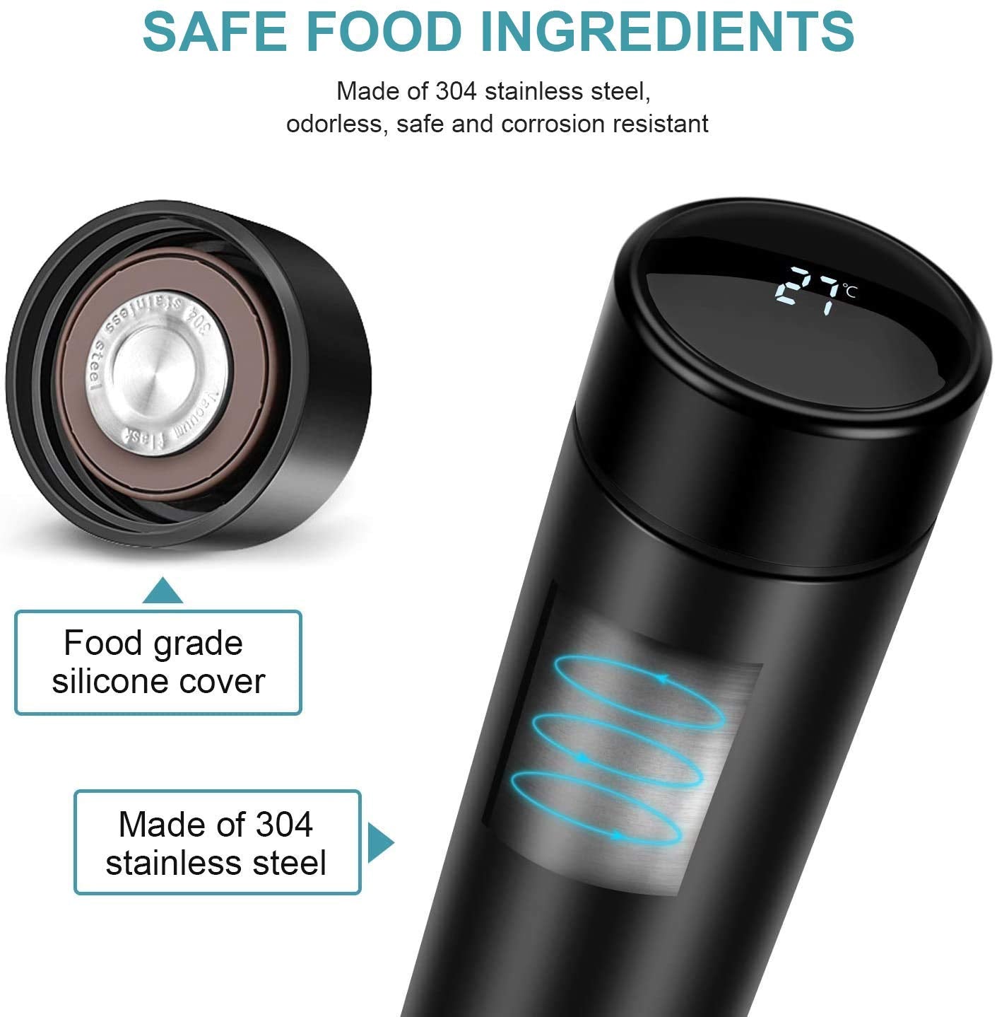 Temperature Water Bottle | Smart Vacuum Insulated Thermos Water Bottle | Water Bottle with LED Temperature Display