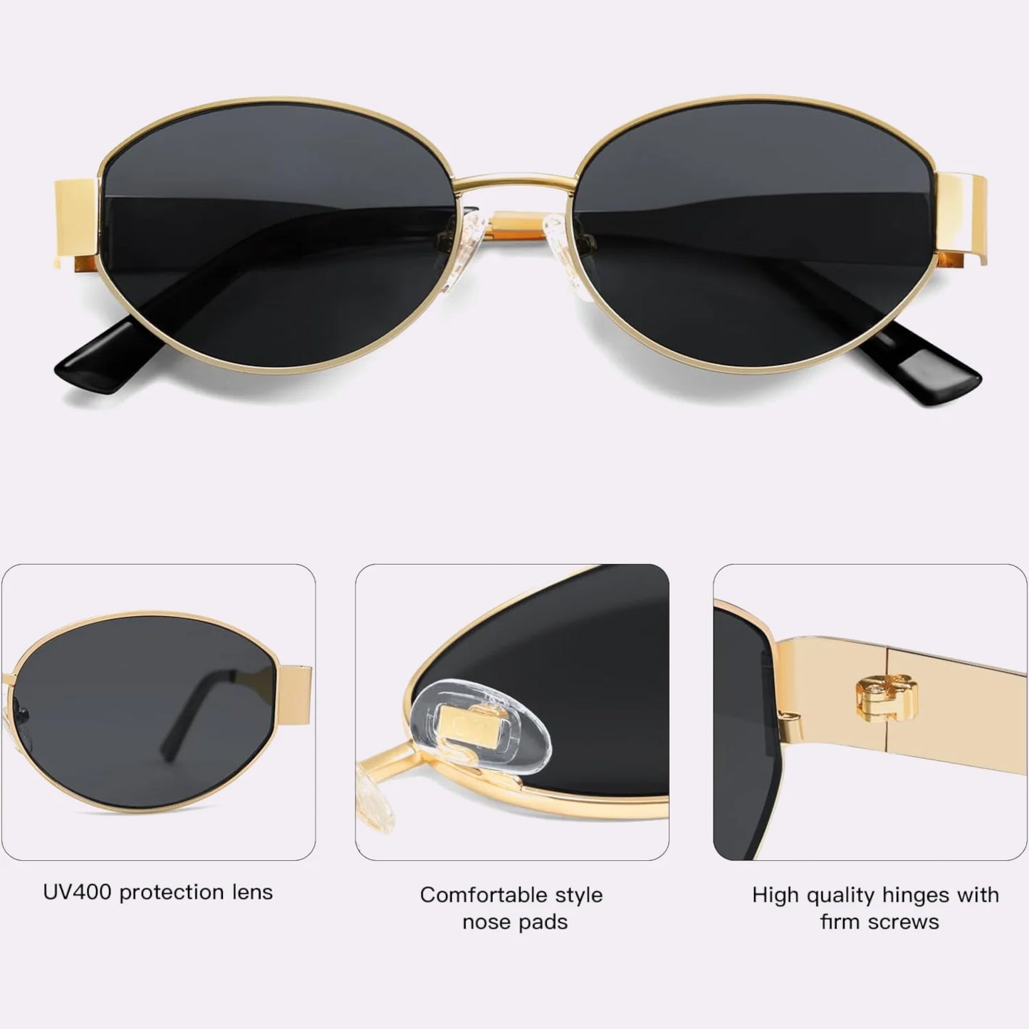 Metal Oval Sunglasses for Women