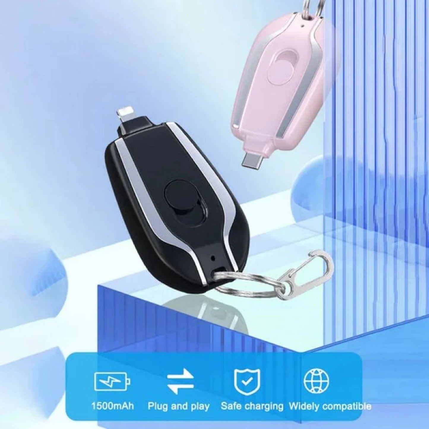 Keychain Portable Charger,1500mAh Mini Power Emergency