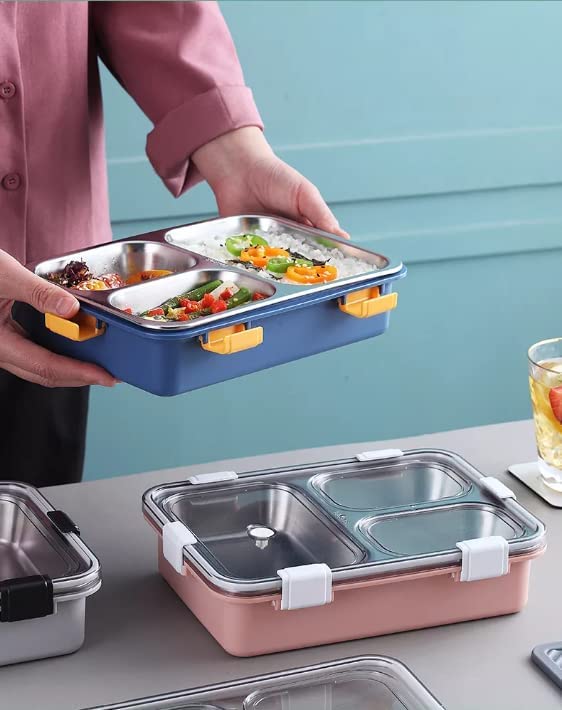 3 Compartment Stainless Steel Bento Food Storage Lunch Box for Adults