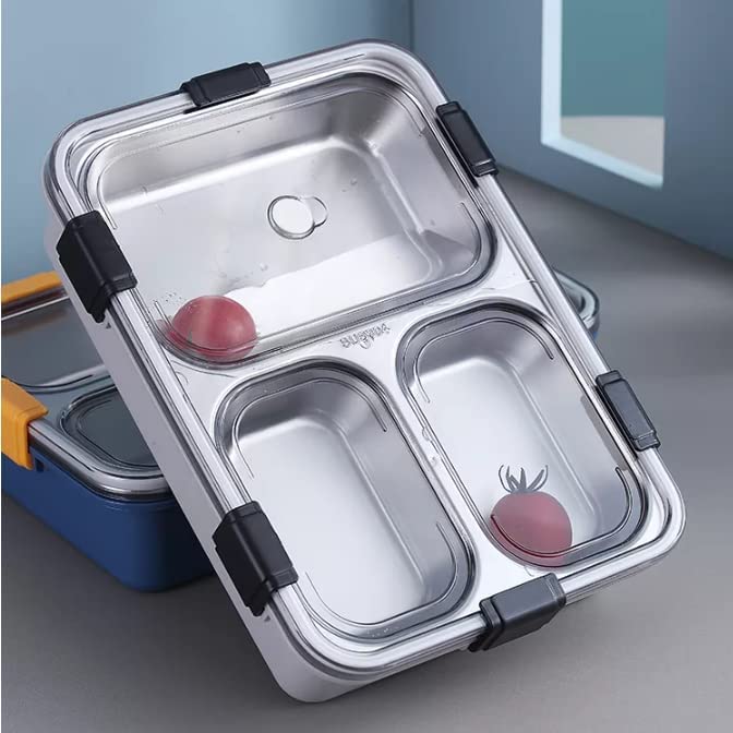 3 Compartment Stainless Steel Bento Food Storage Lunch Box for Adults