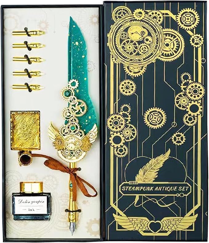 Quill Feather Pen & Ink Calligraphy Set – Antique Writing Kit