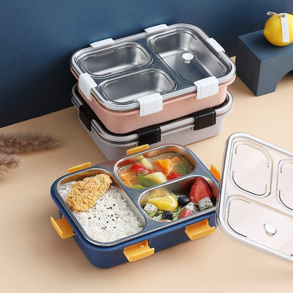 3 Compartment Stainless Steel Bento Food Storage Lunch Box for Adults