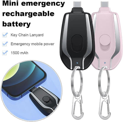 Keychain Portable Charger,1500mAh Mini Power Emergency