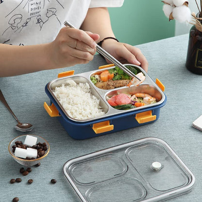 3 Compartment Stainless Steel Bento Food Storage Lunch Box for Adults