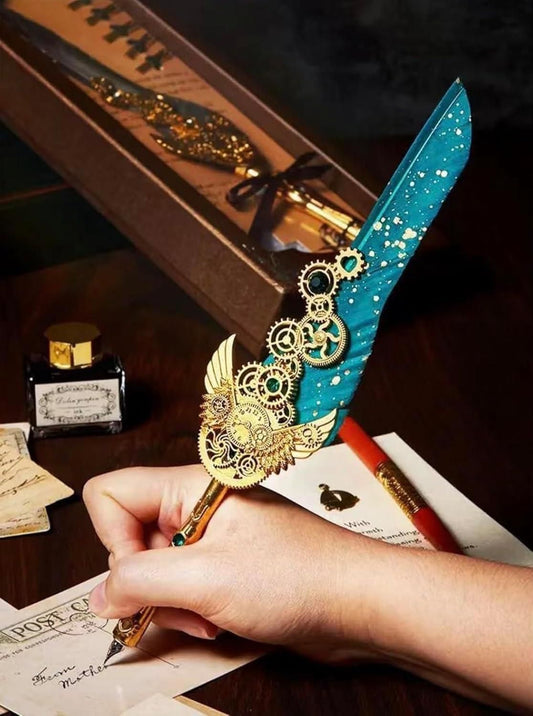 Quill Feather Pen & Ink Calligraphy Set – Antique Writing Kit