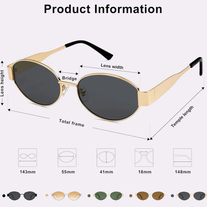Metal Oval Sunglasses for Women