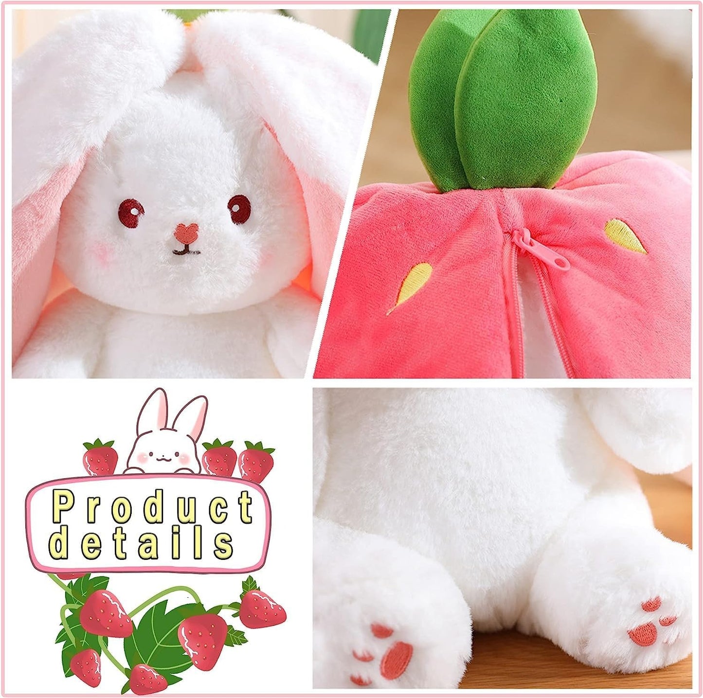 Toy Pillow, Reversible Bunny, Cute Soft Rabbit