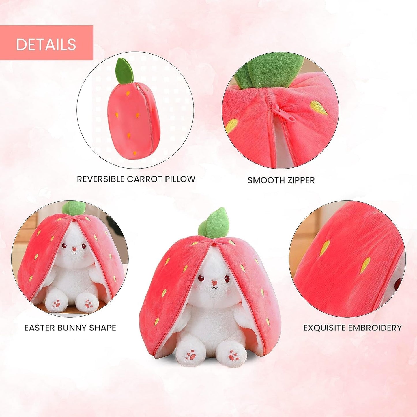 Toy Pillow, Reversible Bunny, Cute Soft Rabbit
