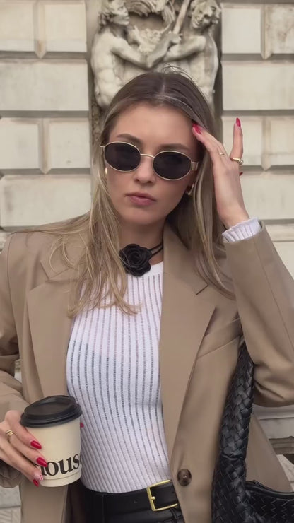 Metal Oval Sunglasses for Women